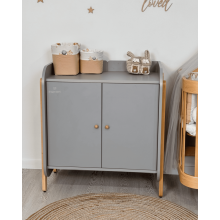 La Bebe™ Nika Art.227084 White./Grey Kumode ar koka pārtināmu virsmu