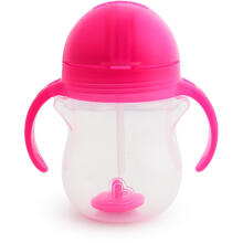 MUNCHKIN pudelīte ar salmiņu, 207ml, 6m+, pink, 01248202