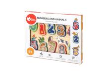 Bo Wooden Puzzle Art.227512 Развивающий деревянный пазл "Цифры и Животные"