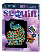 KITFIX Amatniecības komplekts Sequin Art Purple spīdumiņu māksla, Pāvs