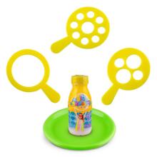 Lielais komplekts - 250 ml ziepju burbuļi + šķīvis +  3 dažādi plastmasas riņķi