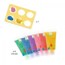 Colours - 6 tubes of finger paint - Glitter