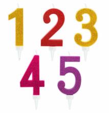 Birthday Fun - numbers 0-9 glitter maxi candles, assortment