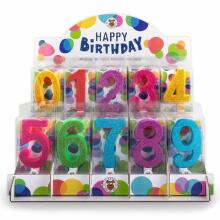 Birthday Fun - numbers 0-9 glitter maxi candles, assortment