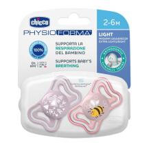CHICCO 00071037110000 Knupītis PHYSIO LIGHT 2-6M sil 2 gab rozā