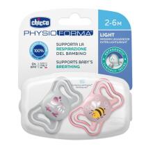 CHICCO 00071037110000 Knupītis PHYSIO LIGHT 2-6M sil 2 gab rozā