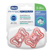 CHICCO 00071038110000 Knupītis PHYSIO LIGHT 6-16M sil 2 gab rozā