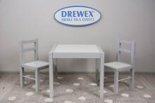 DREWEX Set of table + 2 chairs white/gray