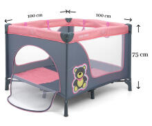 MILLY MALLY 3416 Детский манеж FUN Розовый медведь