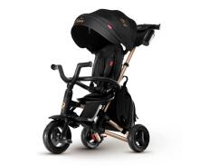 Bebe Basic Nova Gold Art.235558 Black Детский трехколесный велосипед c ручкой управления , крышей и надувными колёсами