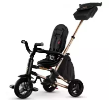 Bebe Basic Nova Gold Art.235558 Black Детский трехколесный велосипед c ручкой управления , крышей и надувными колёсами