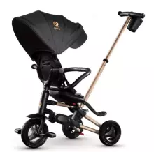 Bebe Basic Nova Gold Art.235558 Black Детский трехколесный велосипед c ручкой управления , крышей и надувными колёсами
