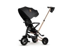 Bebe Basic Nova Gold Art.235558 Black Детский трехколесный велосипед c ручкой управления , крышей и надувными колёсами