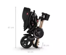 Bebe Basic Nova Gold Art.235558 Black Детский трехколесный велосипед c ручкой управления , крышей и надувными колёсами