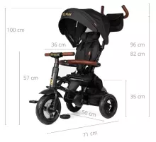 Bebe Basic Rito Deluxe Art.235606 Black Детский трехколесный велосипед c ручкой управления , крышей и надувными колёсами