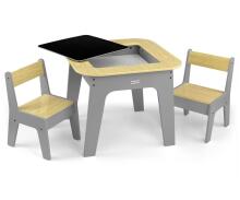 MILLY MALLY 6091 Olaf Blocks Furniture Set - Table and Two Chairs Dark Grey