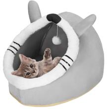 Cat Bed with Toy and Cushion Springos PA0241 42x44x35 cm Grey