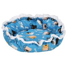 Round Dog and Cat Bed Springos PA0242 Ø 73 cm Plush with Drawstring Blue