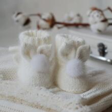 La Bebe™ Lambswool Natural Eco Socks/Booties Art.236526 White Натуральные шерстяные носочки/сапожки для новорожденного