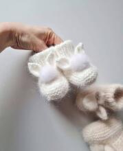 La Bebe™ Lambswool Natural Eco Socks/Booties Art.236526 White Натуральные шерстяные носочки/сапожки для новорожденного