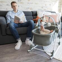 Bebeconfort Calys Baby Rocker 3 in 1 Art.236997 Grey Mist bērnu šūpuļkrēsliņš-gultiņa trīs vienā