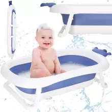 Bērnu vanniņa saliekama Springos SB0058 40 L zili balta pārnēsājama ar korķi