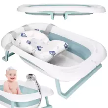 Bērnu vannīte Springos SB0063, salokāma, 35 L, ar termometru un spilvenu, balti-zila