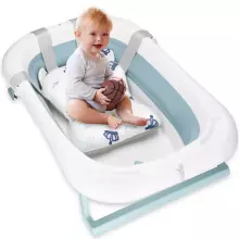 Bērnu vannīte Springos SB0063, salokāma, 35 L, ar termometru un spilvenu, balti-zila