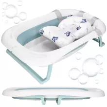 Bērnu vannīte Springos SB0063, salokāma, 35 L, ar termometru un spilvenu, balti-zila