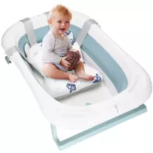 Bērnu vannīte Springos SB0063, salokāma, 35 L, ar termometru un spilvenu, balti-zila