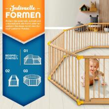 Kidu® Wood Playpen XXL  Art.237350 Natural  Koka manēža no 8 elementiem