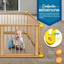 Kidu® Wood Playpen XXL  Art.237351 White/Natural  Koka manēža no 8 elementiem