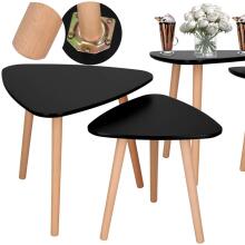 Coffee table set Springos HF0014, triangular, 2 pcs, Scandinavian style, black