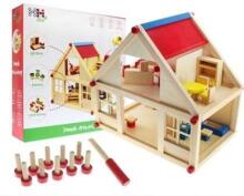 Ikonka DollHouse Art.KX6486  Деревянный кукольный домик Монтессори, 40см