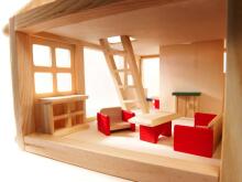 Ikonka DollHouse Art.KX6486  Деревянный кукольный домик Монтессори, 40см