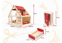 Ikonka DollHouse Art.KX6486  Деревянный кукольный домик Монтессори, 40см