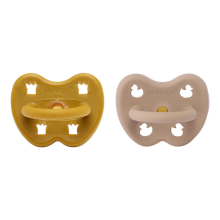 Hevea Natural Rubber Pacifier Round Art.239426 Golden Honey/Tan Beige Anatomiskā/ortopēdiskā lateksa māneklītis 3-36 mēn,2 gab