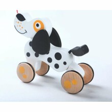 Gerardo's Toys Art. GT61133 Wooden Take Along Dog Mänguasja puidust mänguasja ratastool koos lindiga