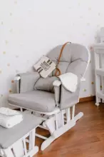 Mendler Relaxing Rocking Chair Art.HWC-C76 Velvet Grey Rocking chair for feeding