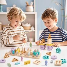 Atoylink Montessori Toy 3 in 1 Art.241383 Koka puzle Montessori