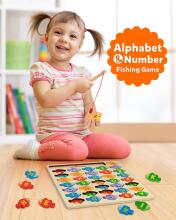 Coogam Magnetic Alphabet Numbers Fishing Game Art.241386 Koka puzle Montessori Abēce
