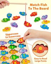 Coogam Magnetic Alphabet Numbers Fishing Game Art.241386 Koka puzle Montessori Abēce