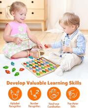 Coogam Magnetic Alphabet Numbers Fishing Game Art.241386 Koka puzle Montessori Abēce