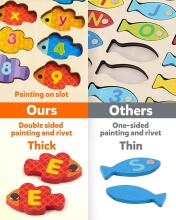 Coogam Magnetic Alphabet Numbers Fishing Game Art.241386 Koka puzle Montessori Abēce