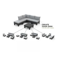 Garden stool/table Element with cushion gray/light gray