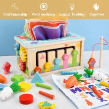 Focenat Montessori Wooden Toy 9-in-1 Art.241410 Koka puzle Montessori