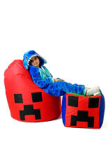Qubo™  Drop Minecraft XL Art.241765 Сranberry Sēžammaiss Puffs, Mīkstais bean bags