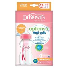 Dr.Browns WB92601 Pudele ar platu kaklu 270 ml PP OPTIONS PLUS 2 PACK rozā