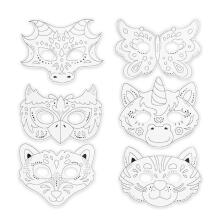 Craft & colouring masks, incl. diamond stickers & coloured pencils