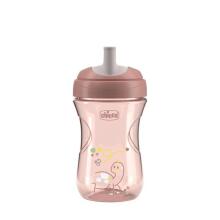180653 NO-SPILL CUP, MOUTHPIECE, STRAW SHAPE, 12+, PEACH